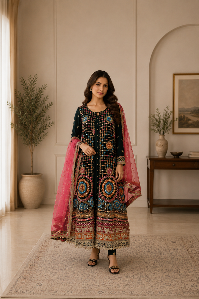 Dark Green Kalidar Suit