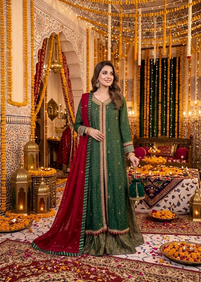 Dark Green Front Open Suit