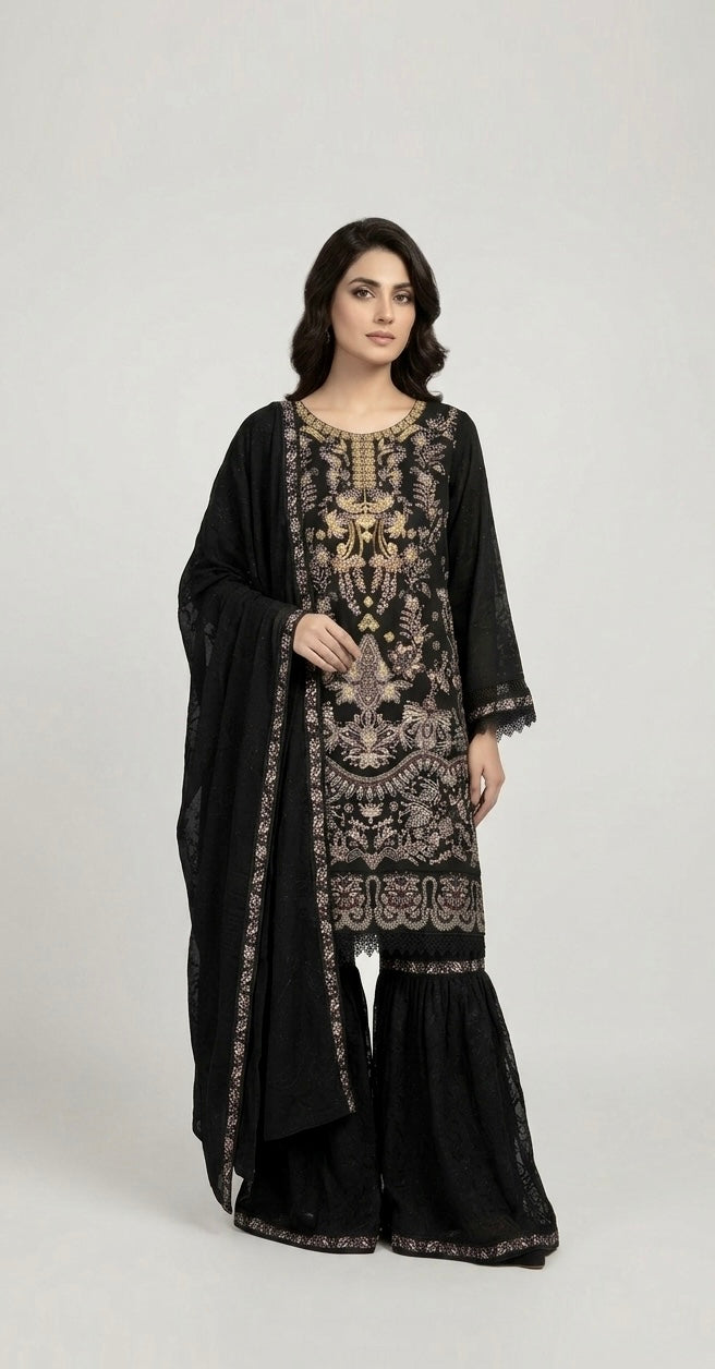 Black Gharara Suit