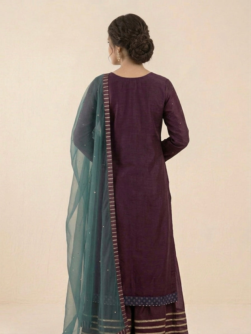 Dark Purple Organza Suit