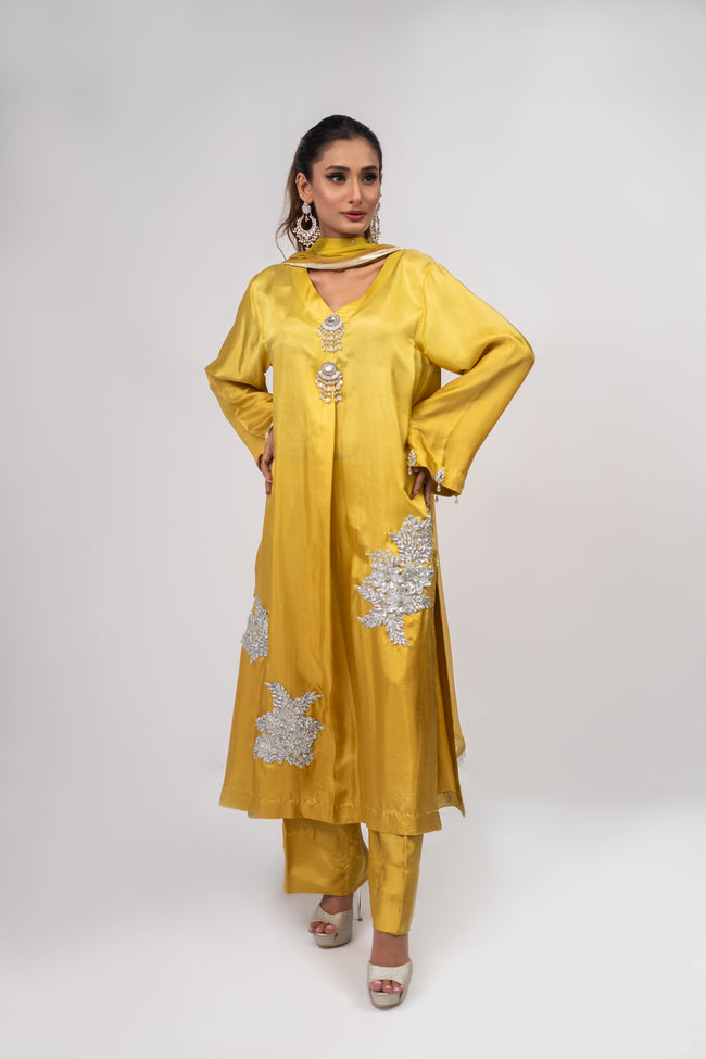 Yellow Silk Suit