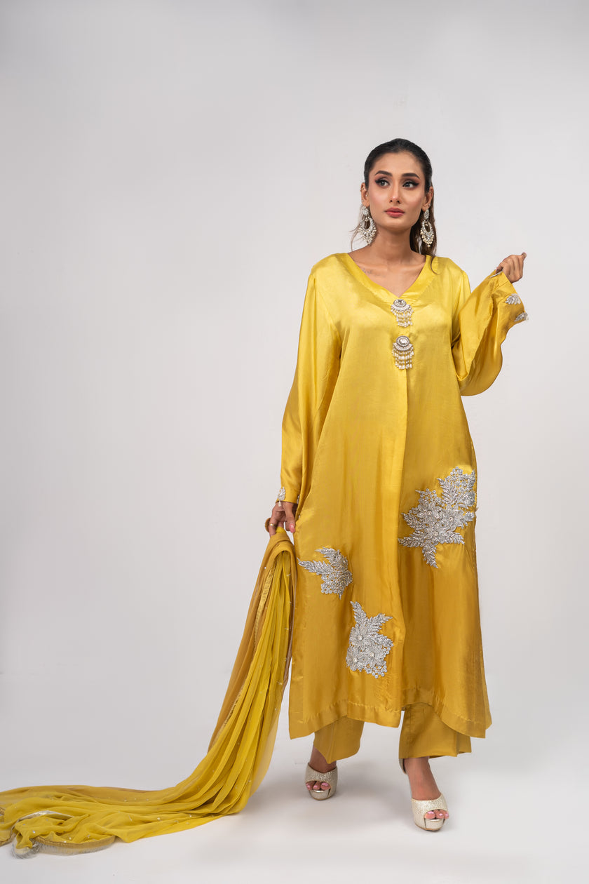 Yellow Silk Suit