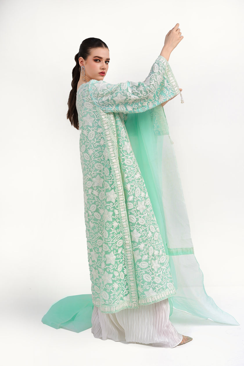 Mint Green Wide Leg Shalwar Kameez