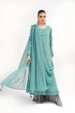 Sea Green Saree Style Shalwar Kameez