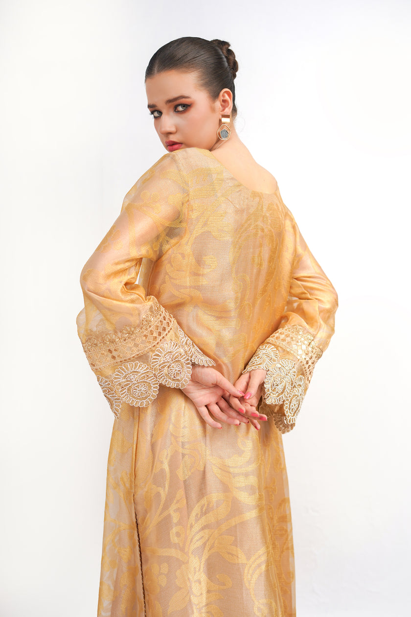 Peach Gold Shalwar Kameez
