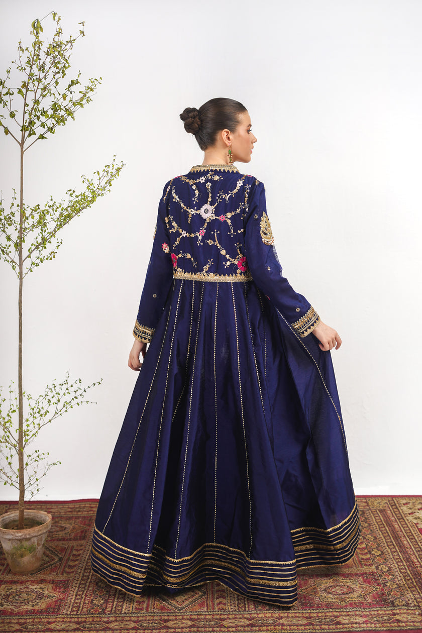 Royal Blue Raw Silk Frock
