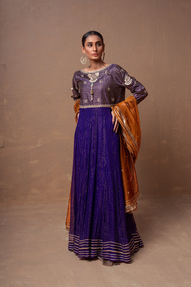 Indigo Long Embroidered Dress