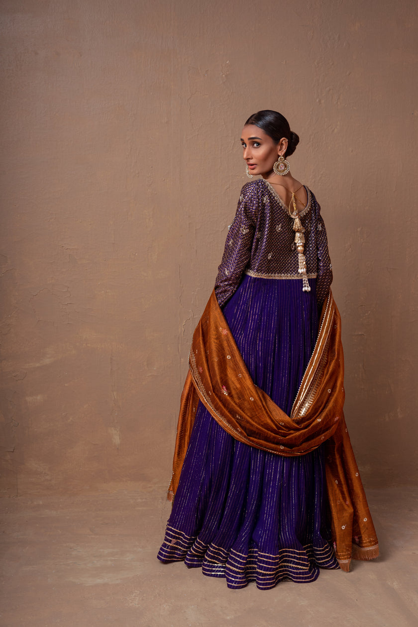 Indigo Long Embroidered Dress