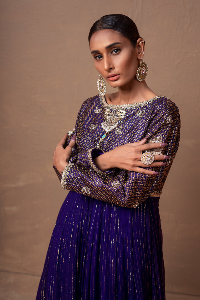 Indigo Long Embroidered Dress