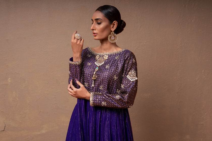 Indigo Long Embroidered Dress