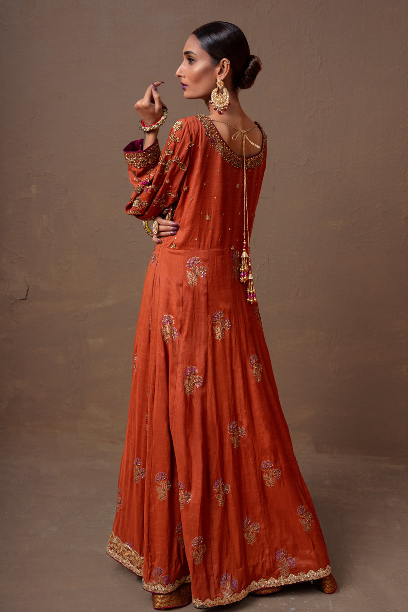 Vermillion Long Embroidered Dress