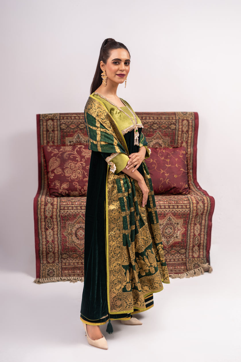 Green Velvet Long Dress