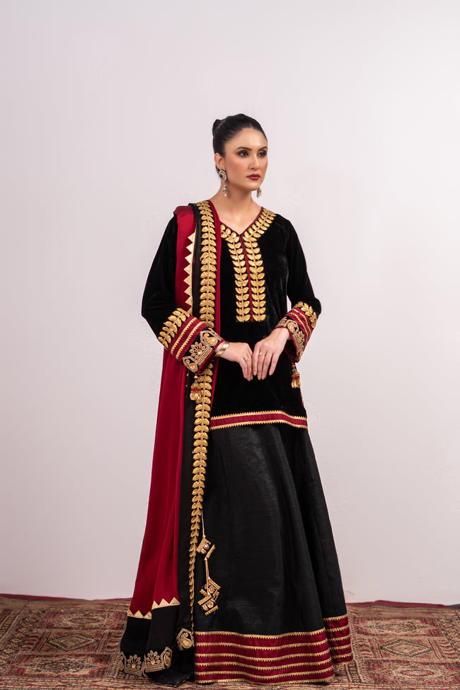 Black and Gold Lehenga