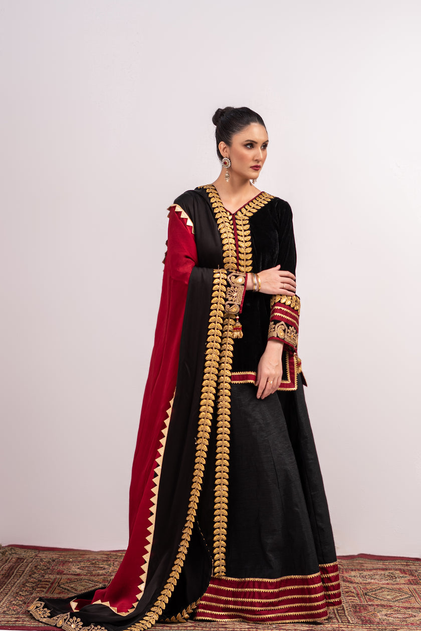 Black and Gold Lehenga