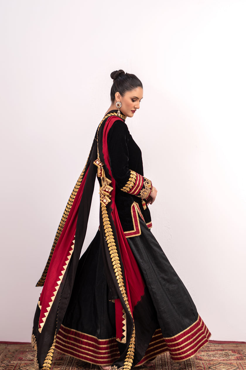 Black and Gold Lehenga