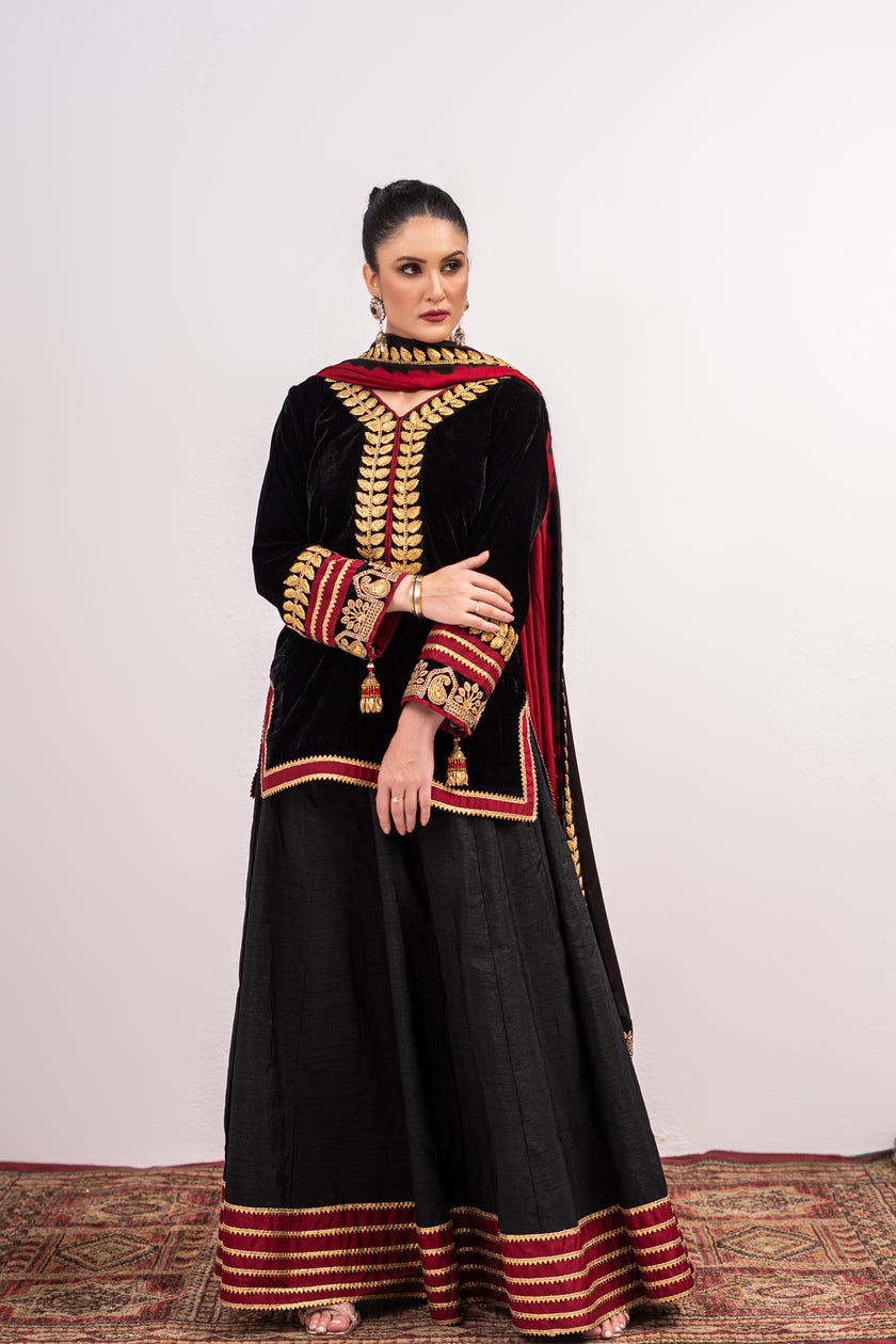 Black and Gold Lehenga
