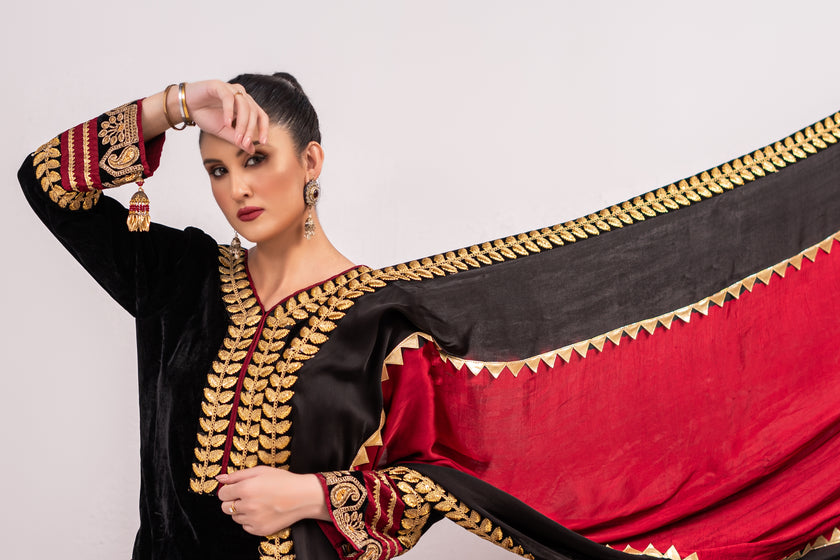 Black and Gold Lehenga