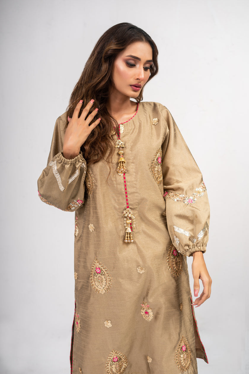 Brown Raw Silk Suit