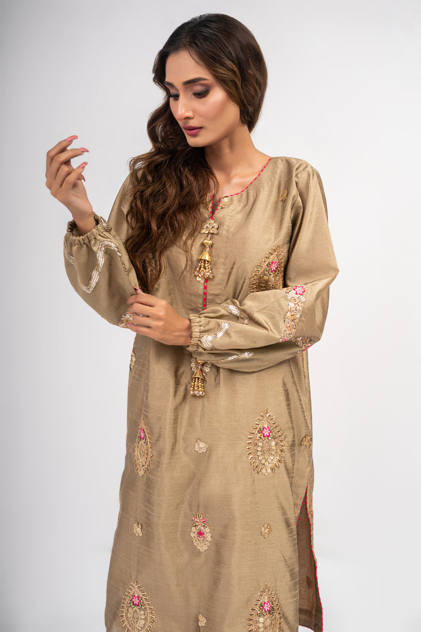 Brown Raw Silk Suit