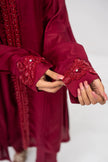 Maroon Raw Silk Suit