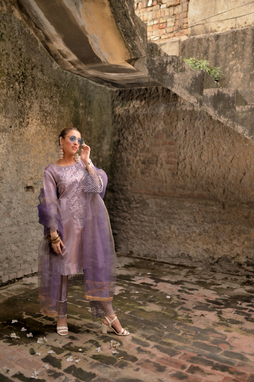 Kathan Silk Lilac 3-Piece Suit