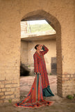 Burnt Orange Blockprint 3-Piece Suit