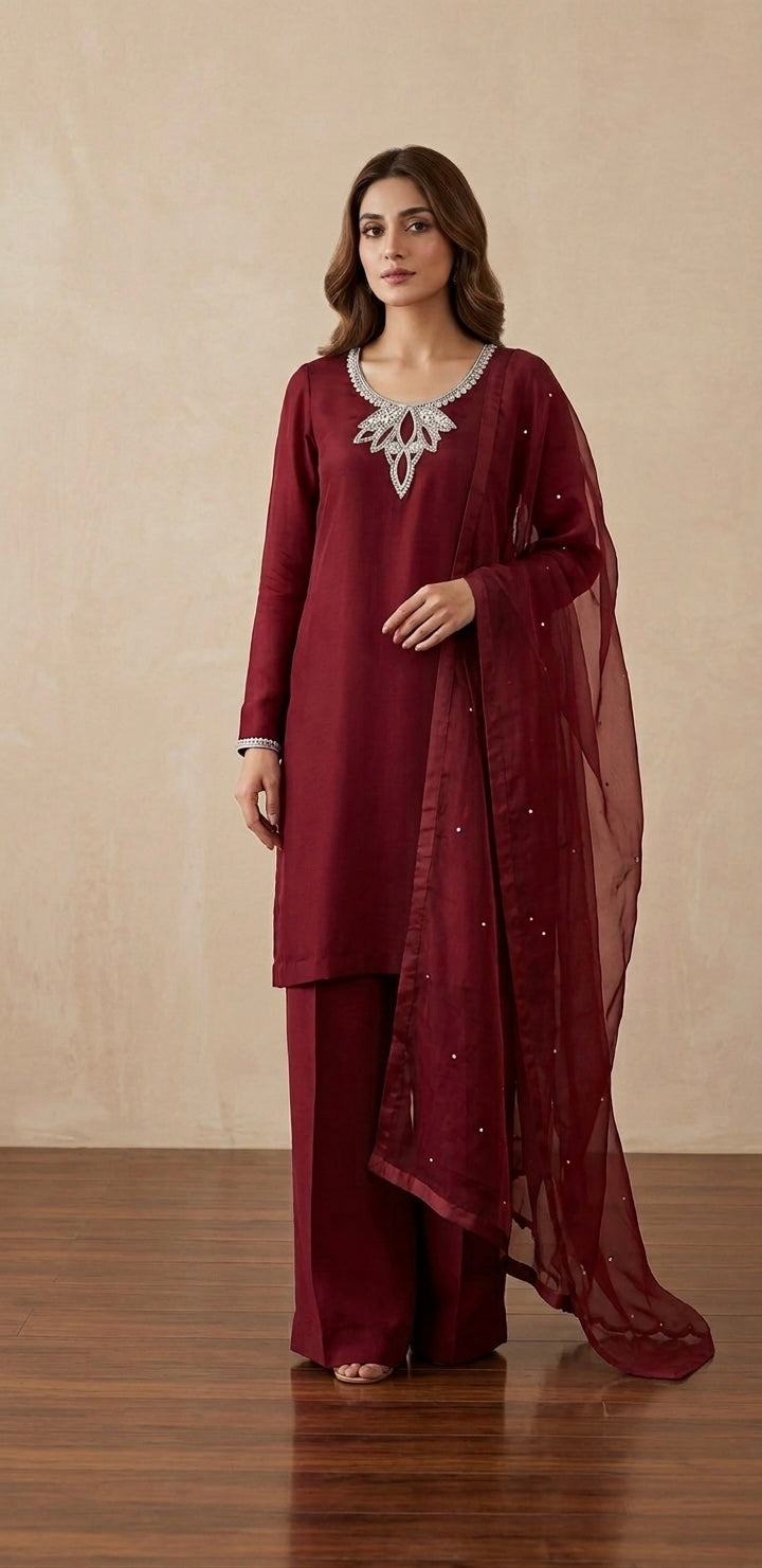 Red Silk Suit