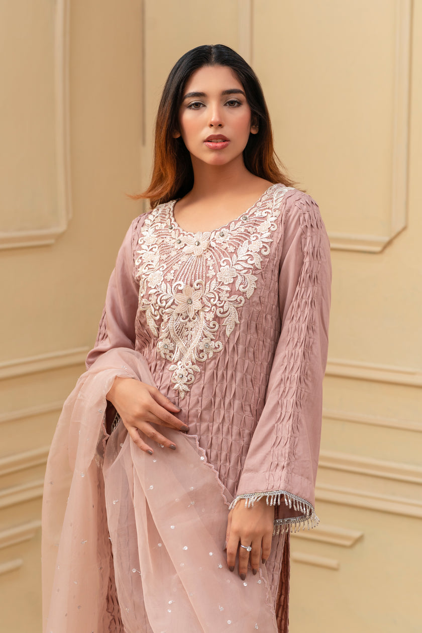 Purple Embroidered Shalwar Kameez