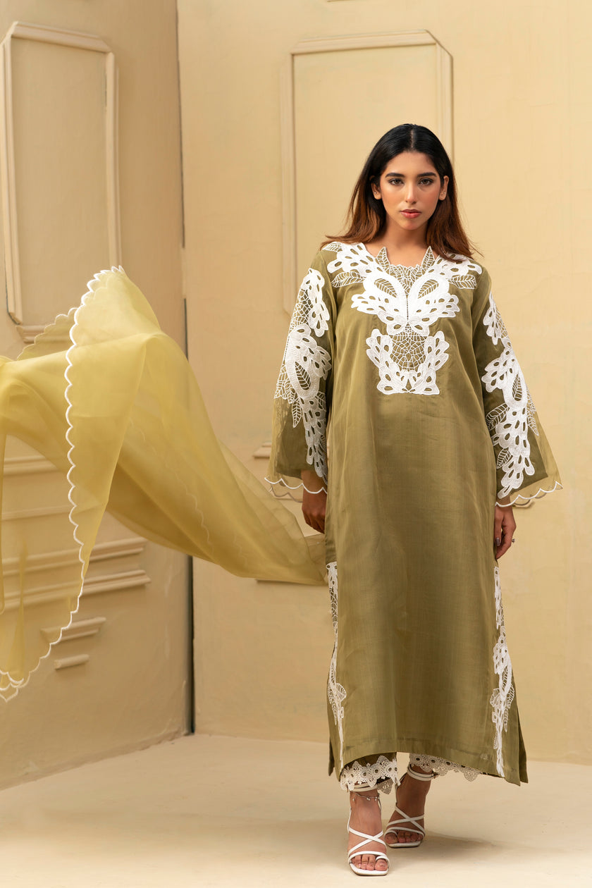 Olive Green Shalwar Kameez