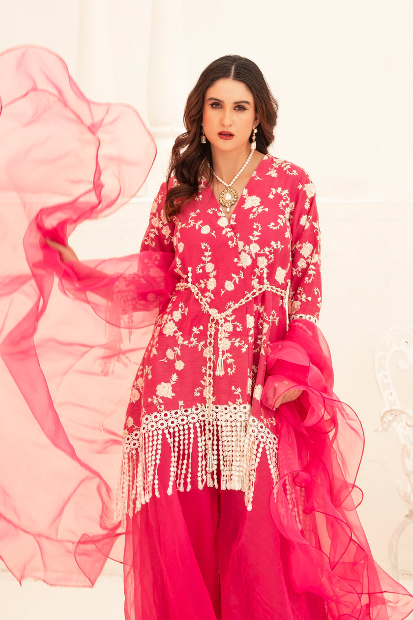 Bright Pink Wide Leg Shalwar Kameez