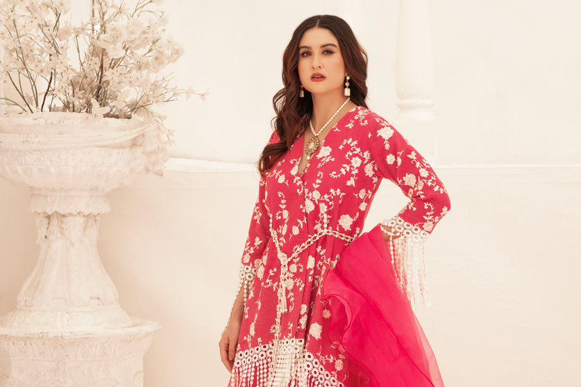 Bright Pink Wide Leg Shalwar Kameez