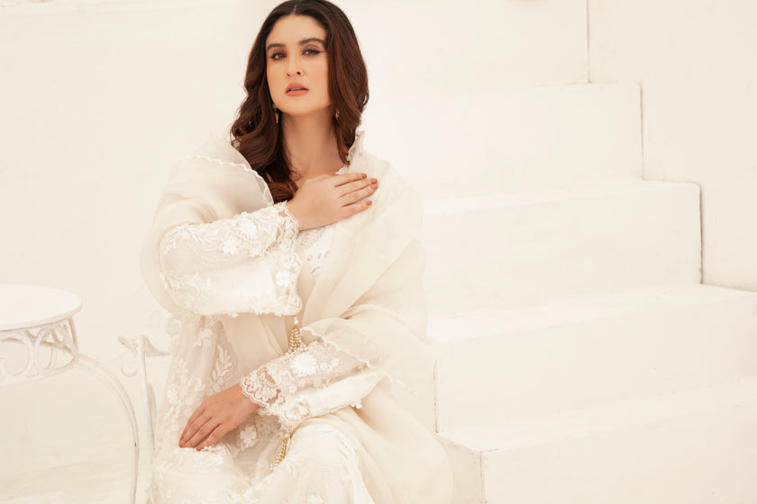 White Wide Leg Shalwar Kameez