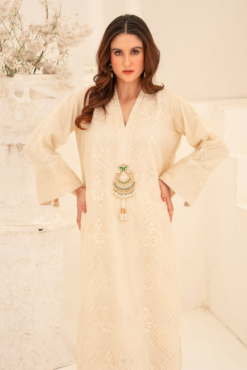 White and Green Shalwar Kameez