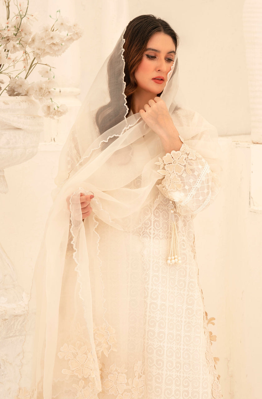 White Wide Leg Shalwar Kameez