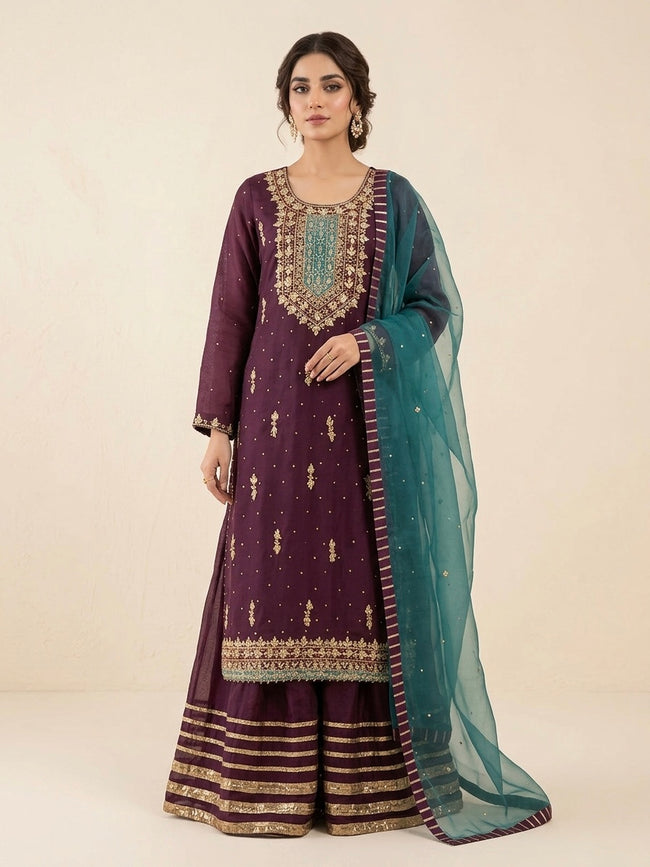 Dark Purple Organza Suit