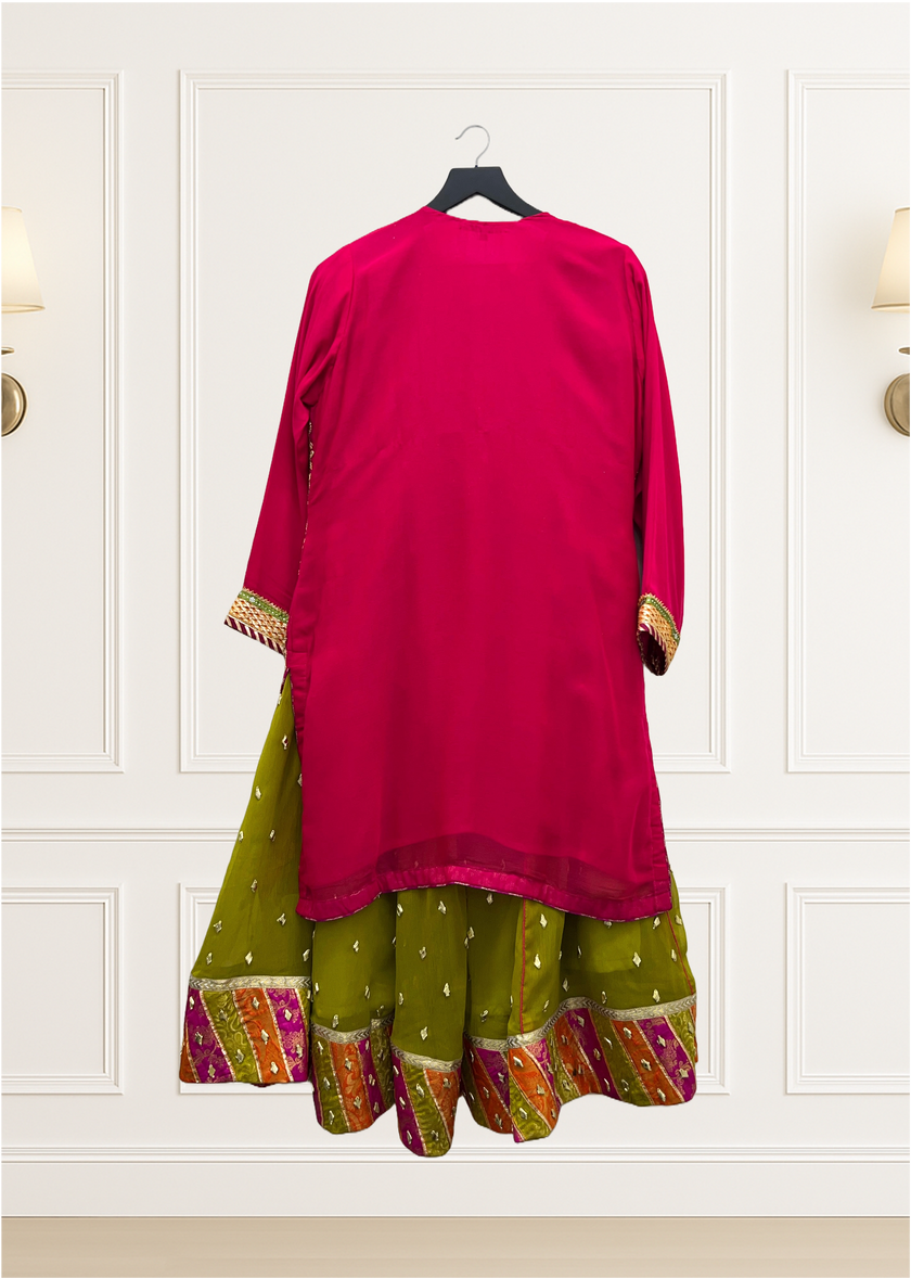Green & Pink Lehnga Suit