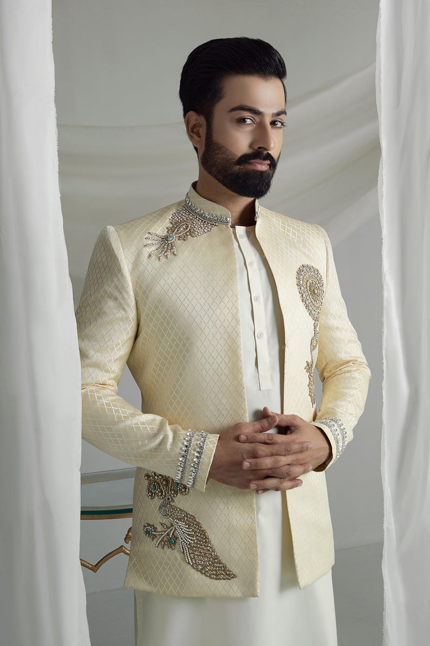 White and Gold Short Prince Coat