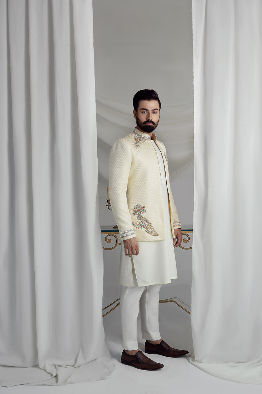 White and Gold Short Prince Coat