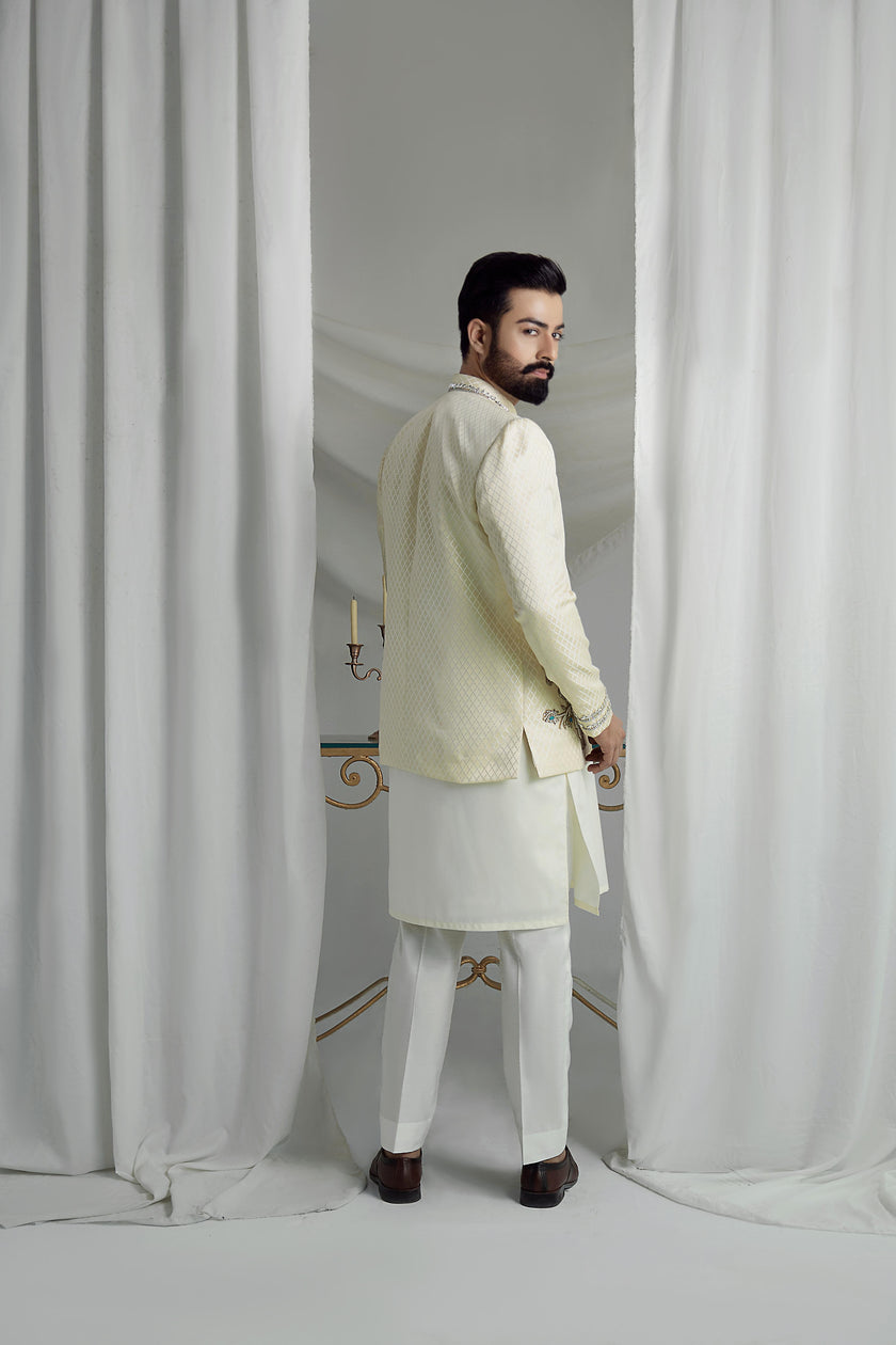 White and Gold Short Prince Coat