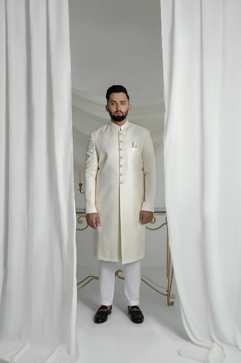 White Long Sherwani