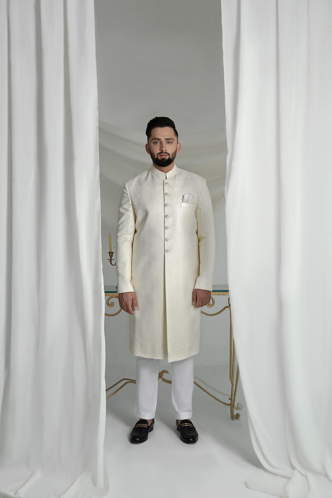 White Long Sherwani