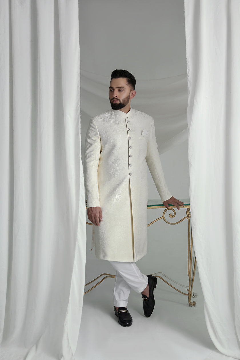 White Long Sherwani