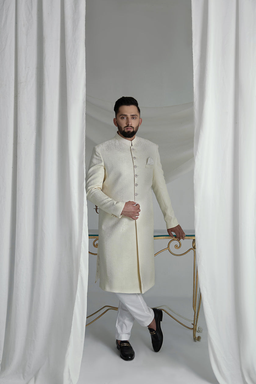 White Long Sherwani