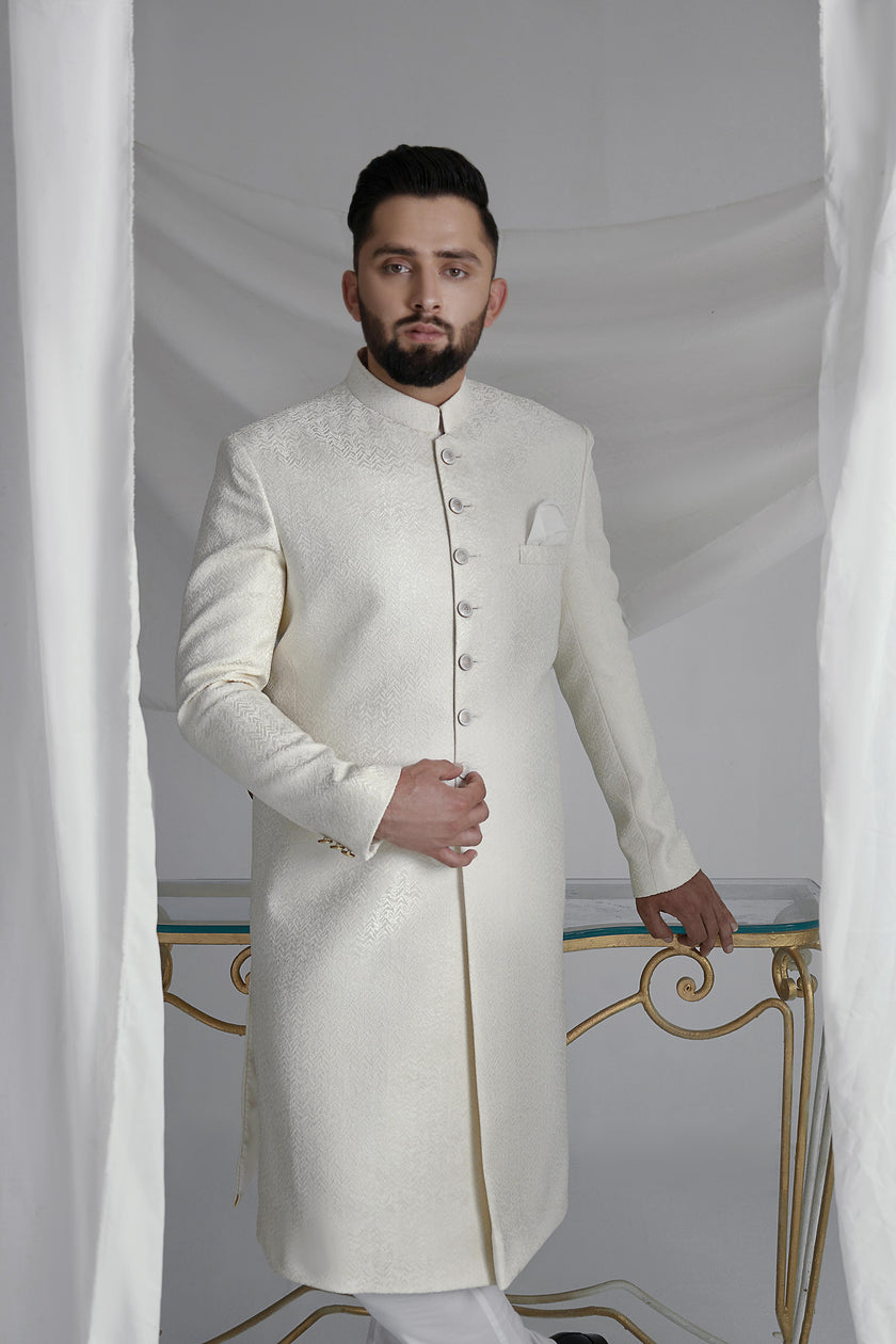 White Long Sherwani