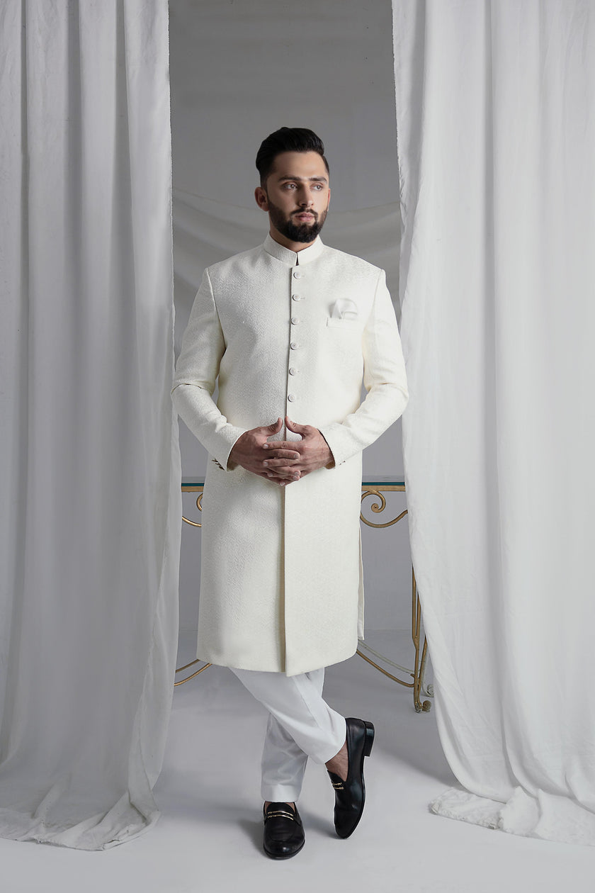 White Long Sherwani