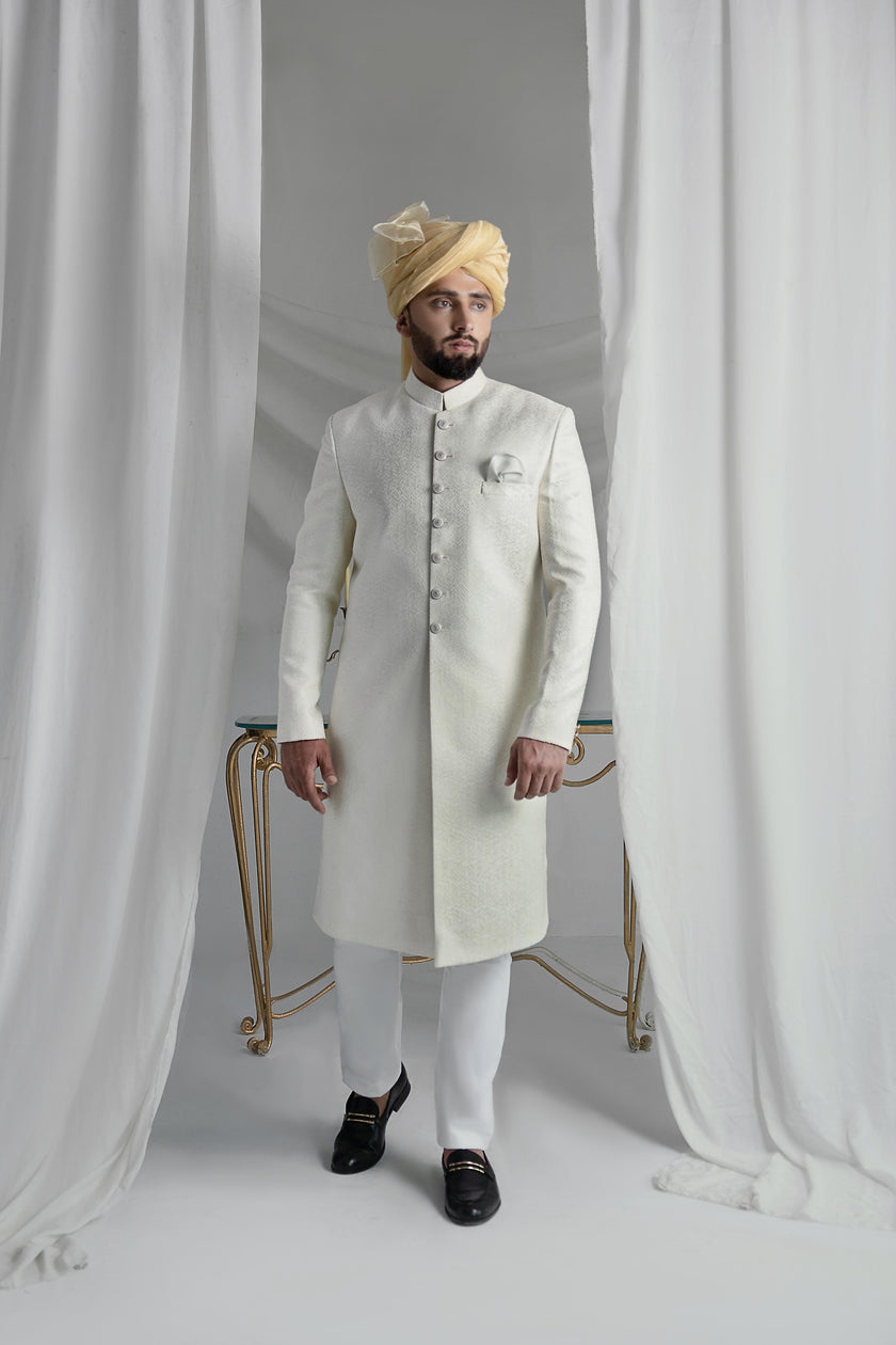 White Long Sherwani