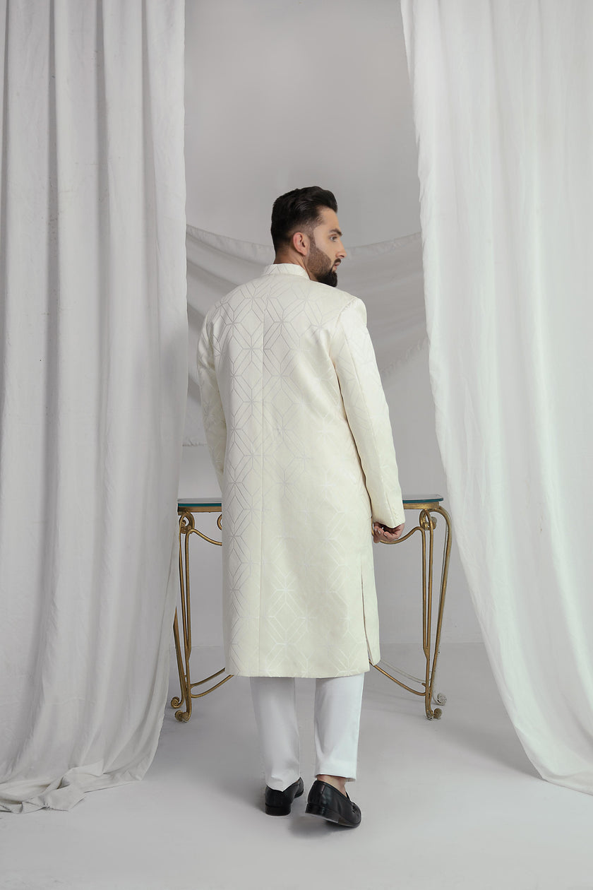 White Long Sherwani