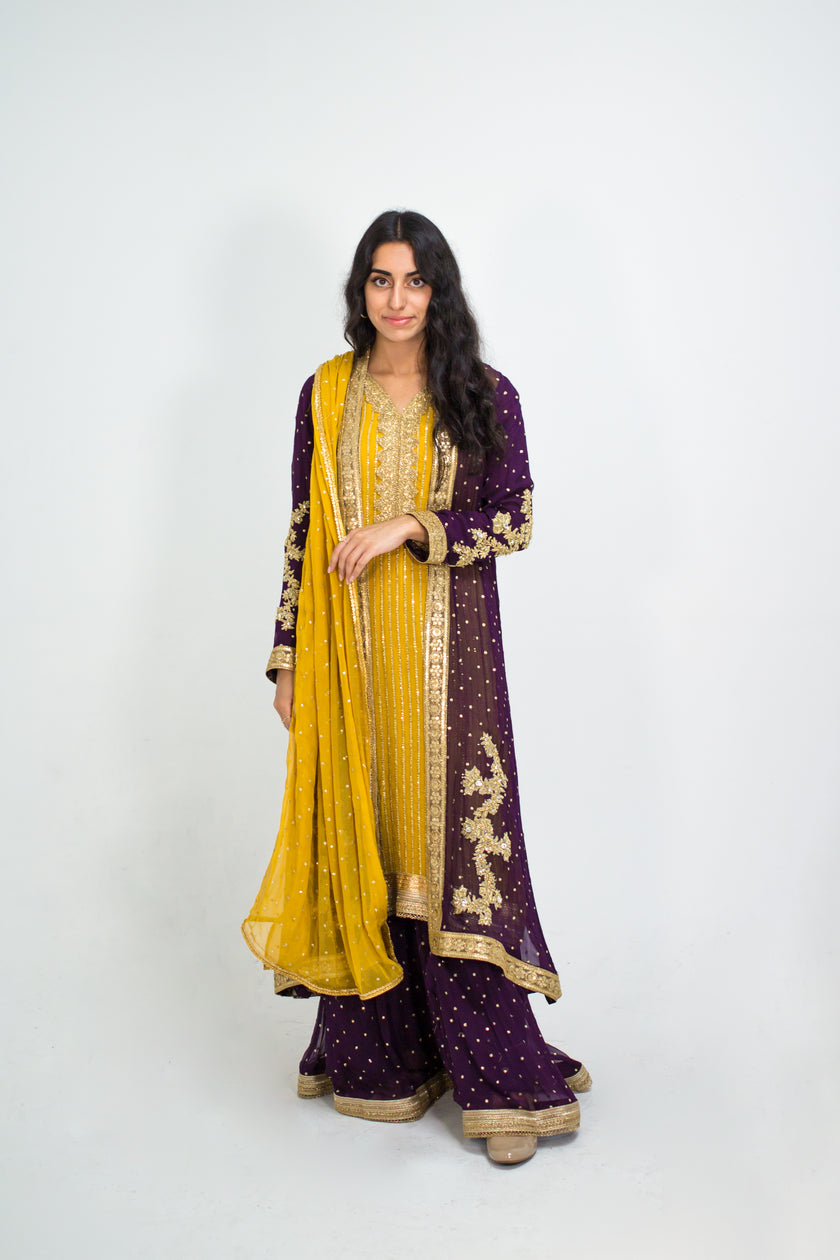 Indigo and Yellow Contrast Suit