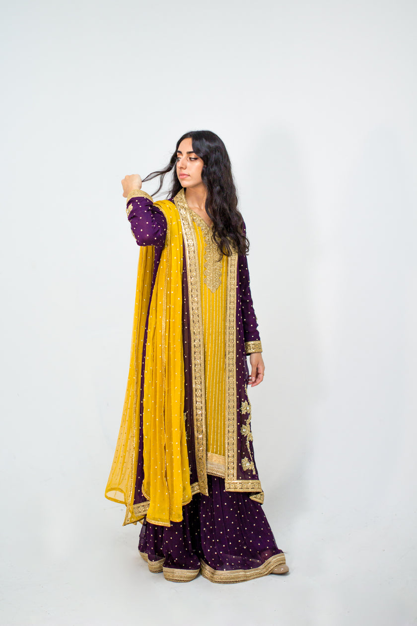 Indigo and Yellow Contrast Suit