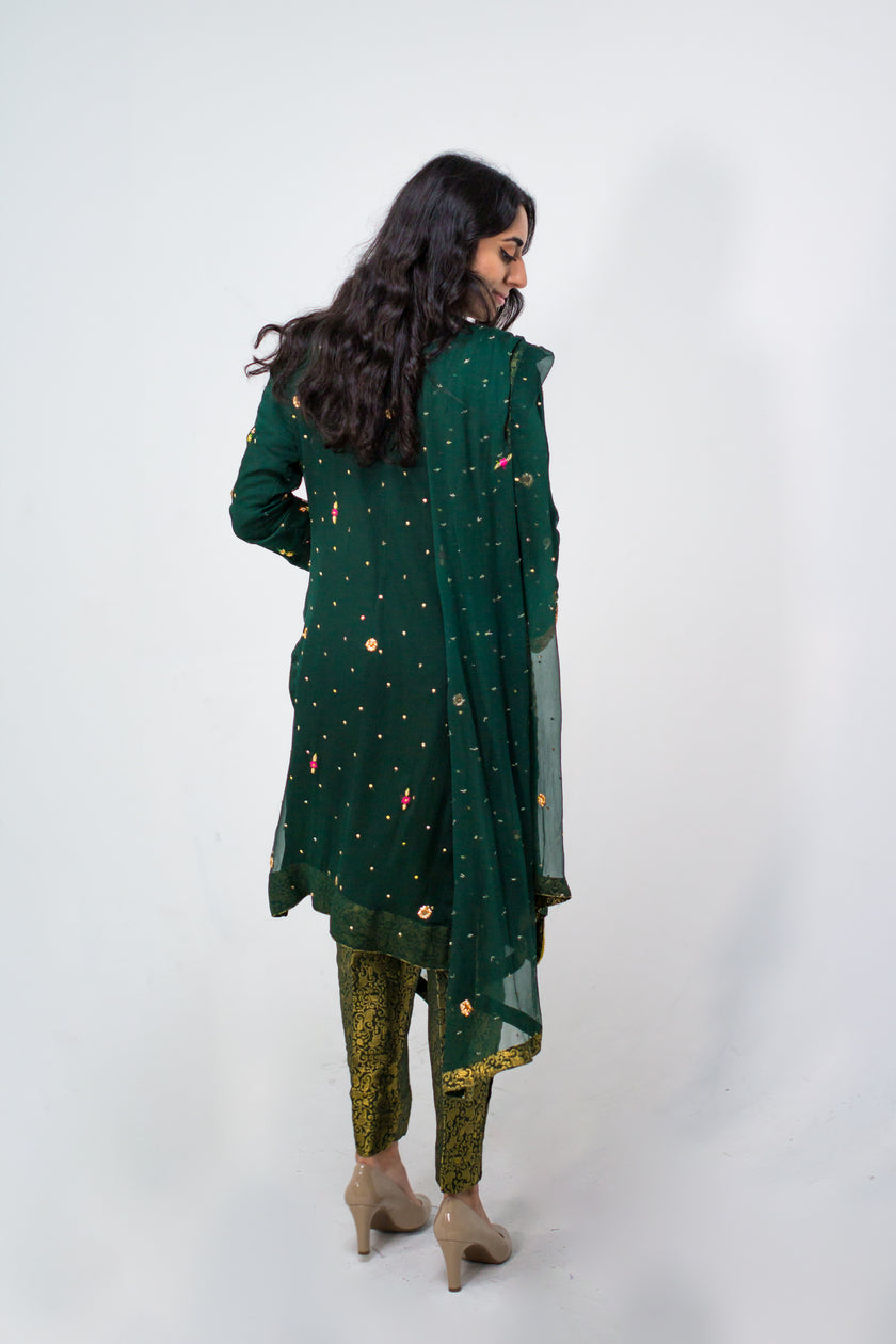 Dark Green Straight Shalwar Kameez
